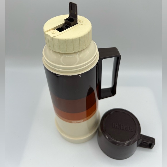 Thermos Brand King Seeley Brown Stripe Vacuum Bottle 32 Oz. - Picture 1 of 15